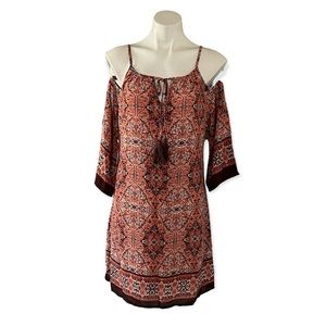 VASNA Cold Shoulder Dress Cotton Orange Multi Summer Size S New w/Tag